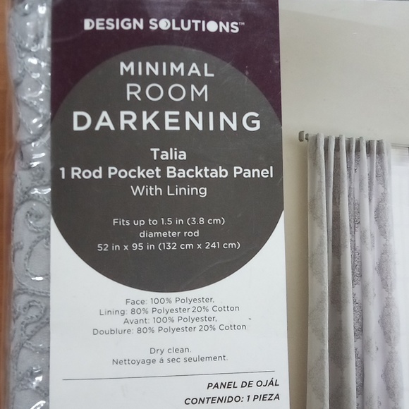 Design solutions minimal room darkening Talia rod pocket backtab panel with lini - Picture 3 of 5